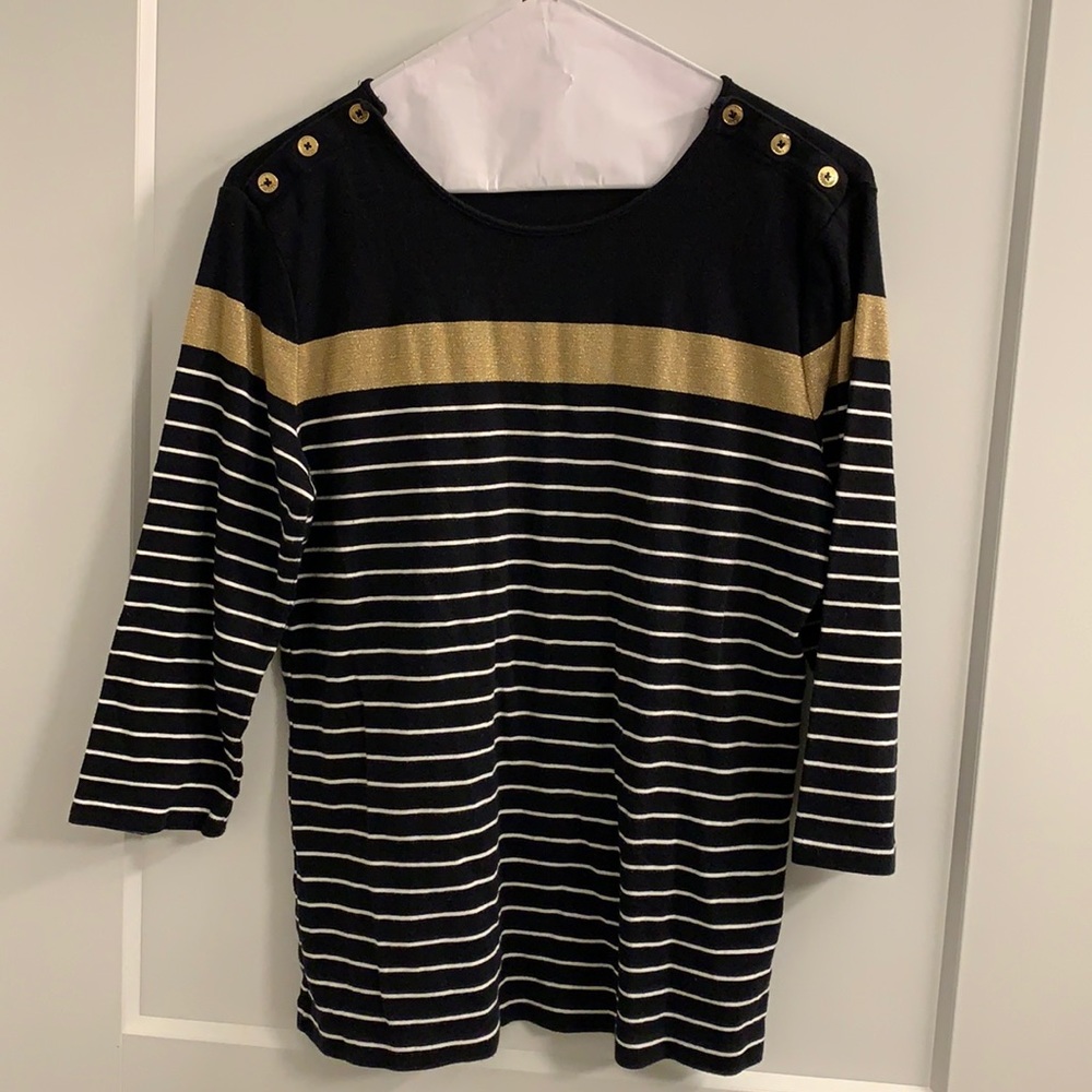 Ralph Lauren 3/4 Sleeve Striped Top Size XL